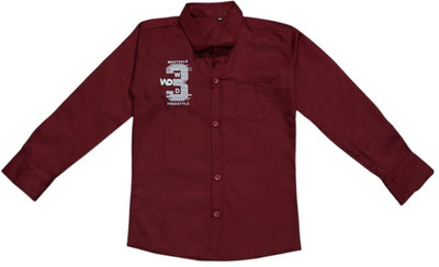 THE TINGGE Boys Solid Casual Red Shirt