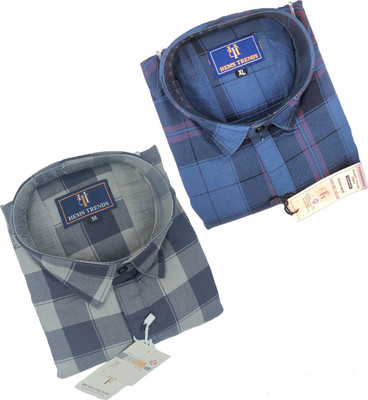 Hems trends Men Checkered Casual Multicolor Shirt(Pack of 2)