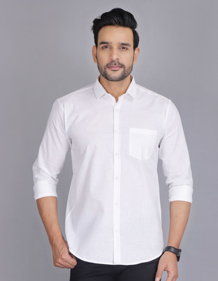 HOC Men Solid Casual White Shirt