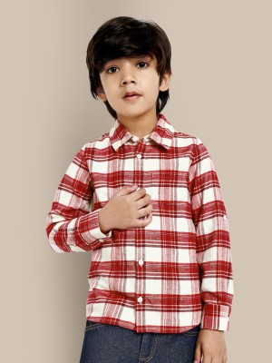 the tribe kids Boys Checkered Casual Red Shirt