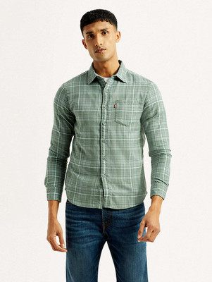 LEVI'S Men Checkered Casual Green Shirt