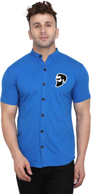 GEUM Men Printed Casual Blue Shirt