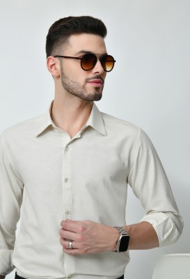 ALL WAYS YOU Men Solid Casual Cream Shirt