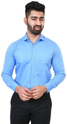 BLUE MARTIN Men Solid Formal Blue Shirt