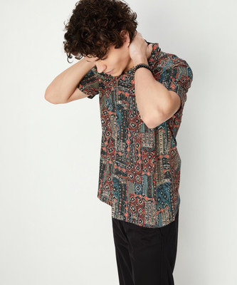 MAX Men Printed Casual Brown Shirt