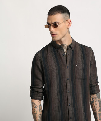THE BEAR HOUSE Men Printed Casual Brown Shirt