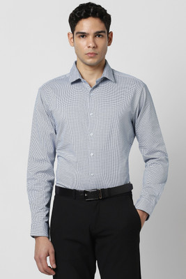 VAN HEUSEN Men Checkered Formal White Shirt