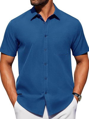 Vida Loca Men Solid Casual Blue Shirt