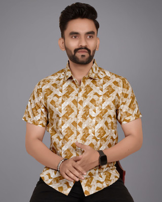 METRONAUT Men Printed Casual Yellow Shirt