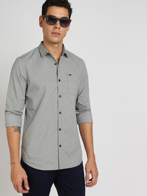 LEE Men Printed Casual Black, Grey Shirt