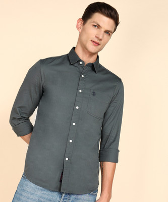 U.S. POLO ASSN. Men Solid Casual Grey Shirt