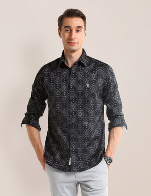 U.S. POLO ASSN. Men Floral Print Casual Black Shirt