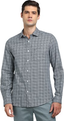 TURTLE Men Checkered Formal Grey Shirt