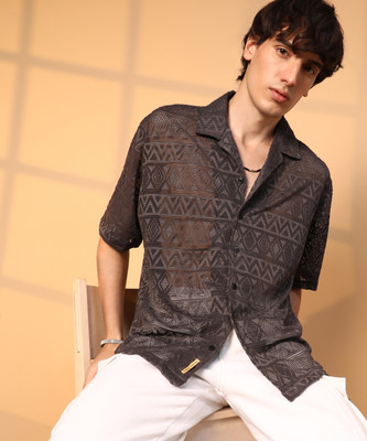 CAMPUS SUTRA Men Self Design Casual Brown Shirt