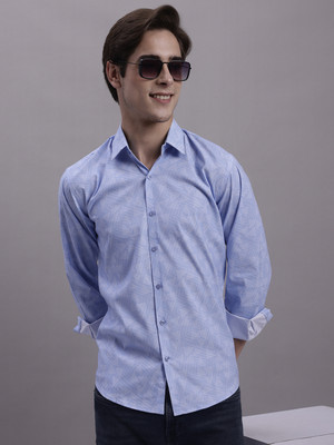 JAINISH Men Striped Formal Light Blue Shirt