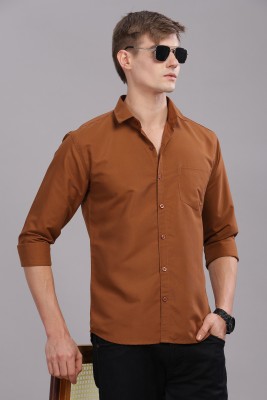 Uzmax Men Solid Casual Brown Shirt