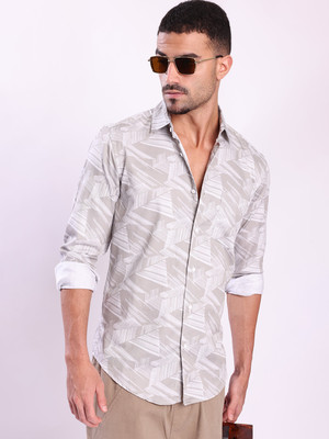 Bene Kleed Men Printed Casual Grey Shirt