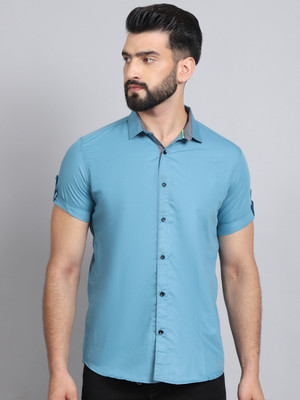 METRONAUT Men Solid Casual Blue Shirt