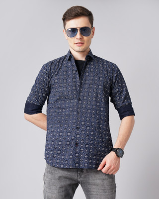 Paul Street Men Printed Casual Blue Shirt