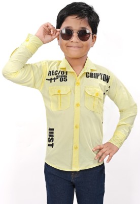 BULLETON Boys Printed Casual Yellow Shirt