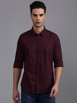 WROGN Men Solid Casual Maroon Shirt