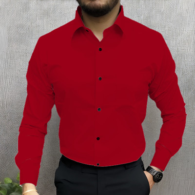 JEMI ENTERPRISE Men Solid Formal Red Shirt