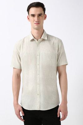 PETER ENGLAND Men Printed Casual Beige Shirt