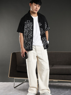Eszett Men Printed Casual Black Shirt