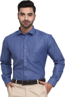 V-MART Men Solid Formal Blue Shirt