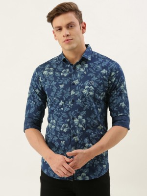 The Indian Garage Co. Men Floral Print Casual Dark Blue Shirt