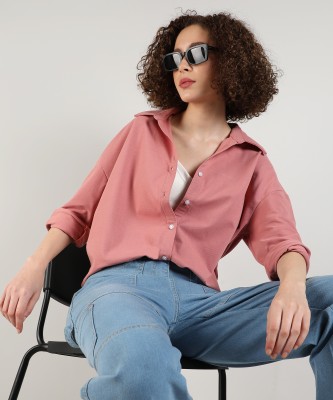 CAMPUS SUTRA Women Striped Casual Pink Shirt