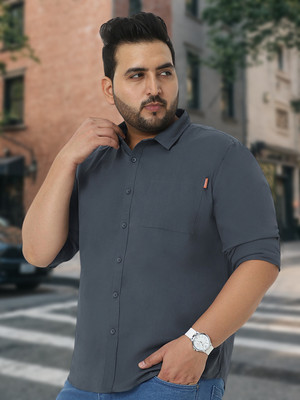 Urbano Plus Men Solid Casual Grey Shirt