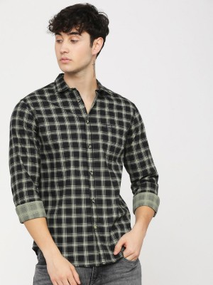 The Indian Garage Co. Men Checkered Casual Black Shirt