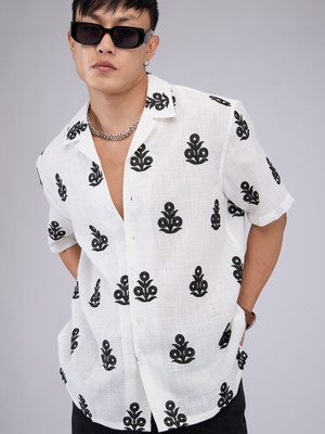 VASTRADO Men Embroidered Casual White Shirt