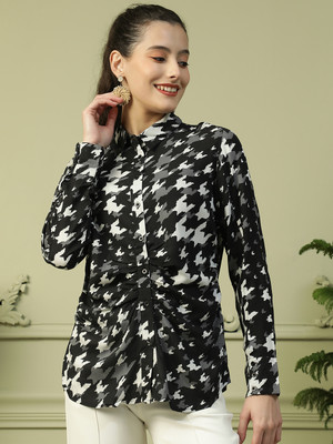 OXOLLOXO Women Printed Casual Black Shirt