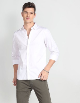 FLYING MACHINE Men Solid Casual White Shirt