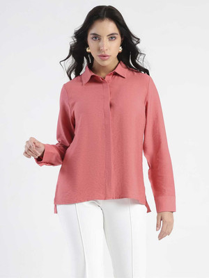 MADAME Women Solid Casual Pink Shirt