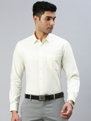 Ramraj Cotton Men Solid Casual Cream Shirt