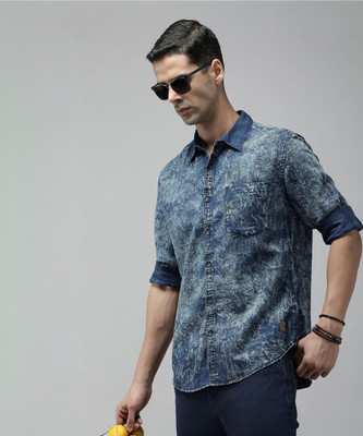 Roadster Men Checkered Casual Blue Shirt