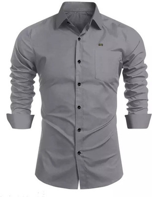 UNNATI TRENDS Men Solid Formal Grey Shirt