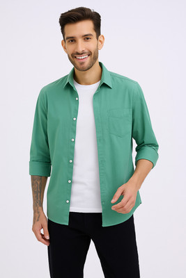 Style Quotient Men Solid Casual Light Green Shirt