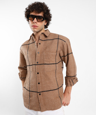 CAMPUS SUTRA Men Checkered Casual Brown, Black Shirt