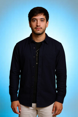 Laxmitextile Hubb Men Solid Casual Blue Shirt(Pack of 2)