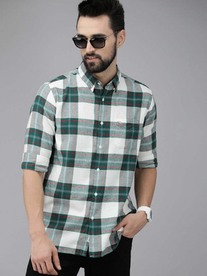 THE BEAR HOUSE Men Checkered Casual Green Shirt