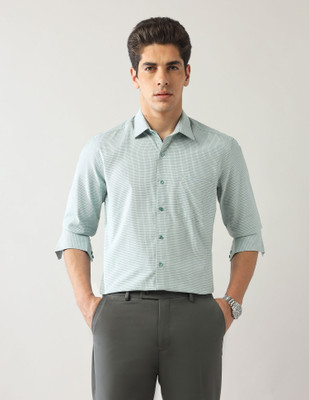 ARROW Men Checkered Formal Green Shirt