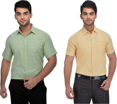 DESHBANDHU KHADI Men Solid Formal Multicolor Shirt(Pack of 2)