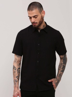 Showoff Men Solid Casual Black Shirt