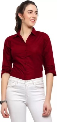 SHOPPYBUCKET Women Solid Formal Maroon Shirt