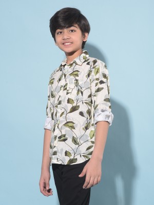 CRIMSOUNE CLUB Boys Printed Casual Dark Green Shirt