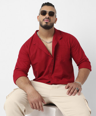Instafab Plus Men Solid Casual Red Shirt